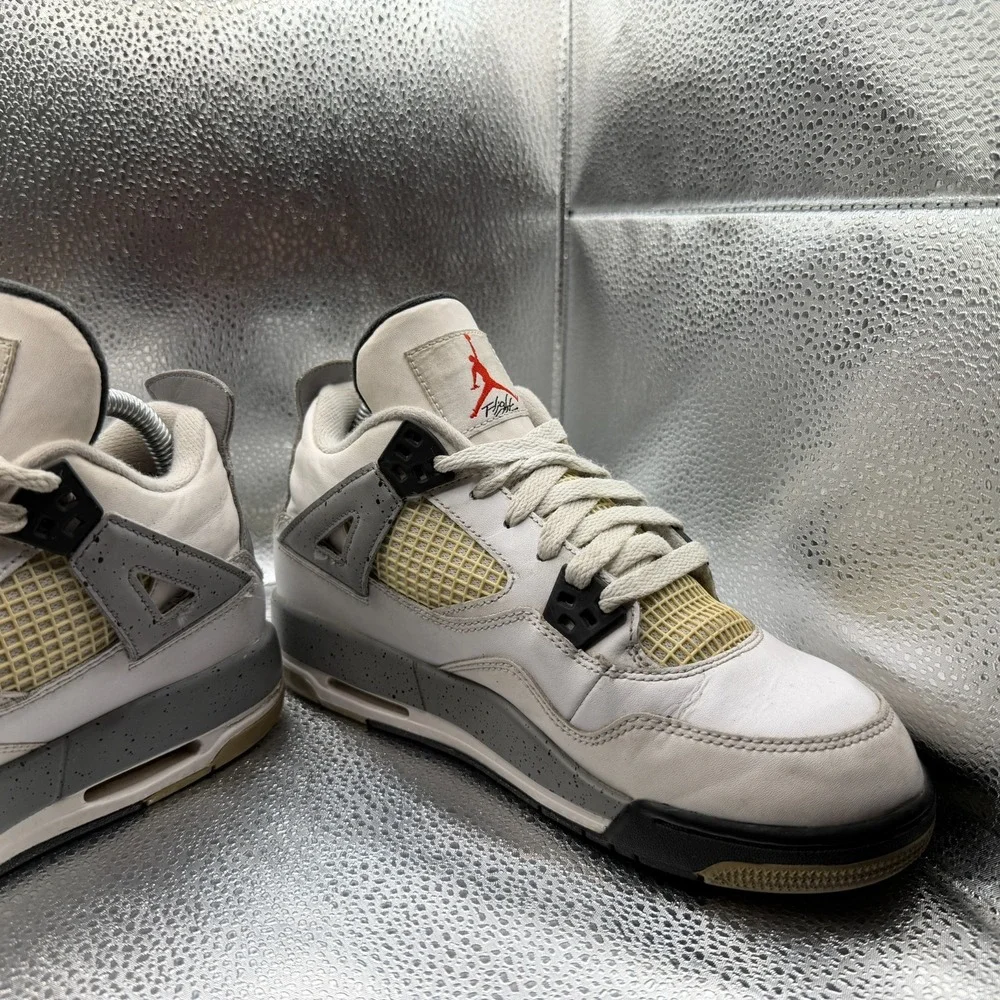 Size 6Y Nike Air‎ Jordan 4 Retro White Cement Youth Sneaker Shoes 836016-192